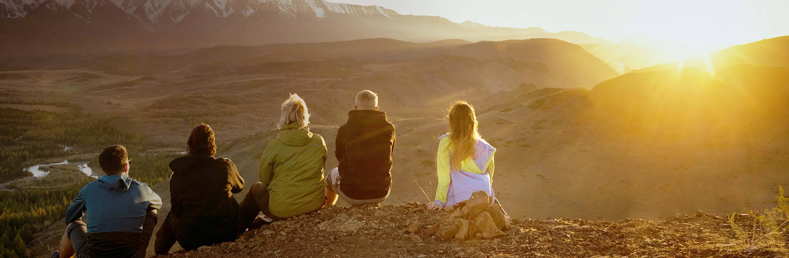 Family admiring mountain views