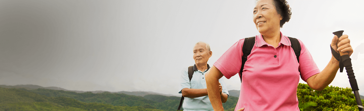 Man and woman hiking